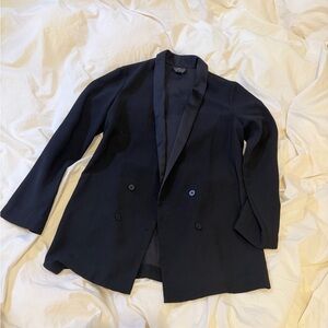 Topshop Black Double-Breasted Blazer